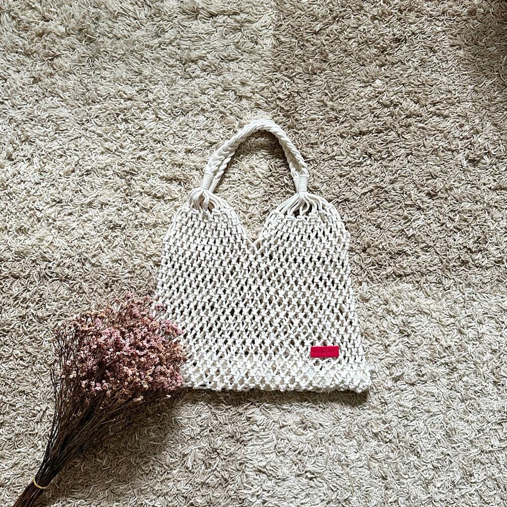 Lancome Paris White Knit Shopper Bag Tote Bag Cosmetics Bag Logo Women’s
